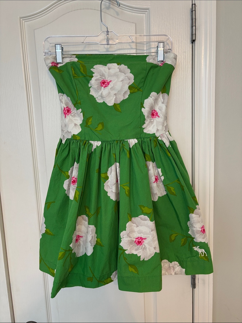 Abercrombie & Fitch Y2K Green Floral Strapless Mini Dress Large